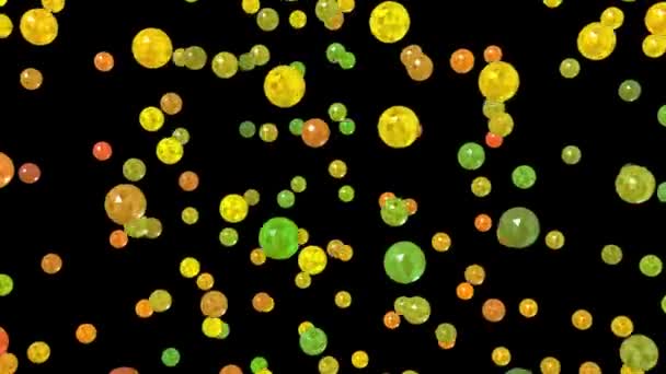Animation Cloud Colored Rotating Faceted Balls — Stock Video