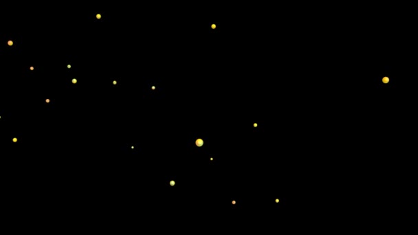 Animatie Dalende Gele Ballen Geïsoleerd Een Zwarte Achtergrond — Stockvideo