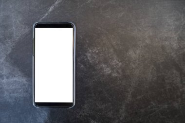 Beyaz ekran cep telefonu, portre, kopya alanı alay