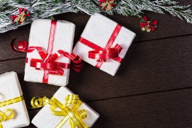 Noel hediye kutusu üst görüntülemek kopya alanı ile.