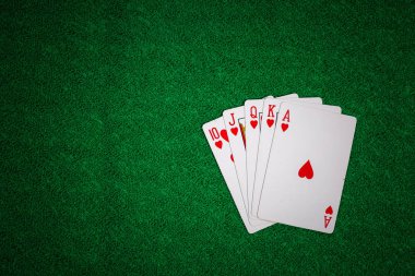 Yeşil tablo casino poker kart kumar.