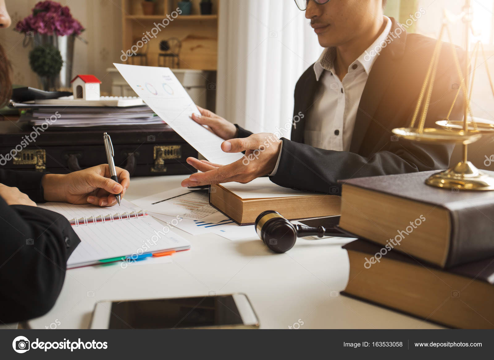 The hard work of an asian lawyer in a lawyer
