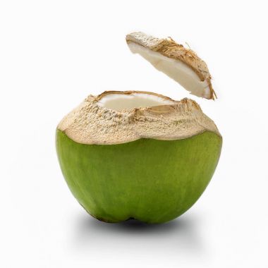 Tay Hindistan cevizi beyaz arka plan üzerine açık.