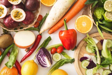 Üstten Görünüm mix diyet sebze sağlıklı bakım.