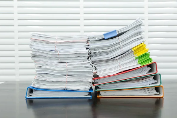 Paperwork Pile Messy Business Financial Put Desk — Stock Photo, Image