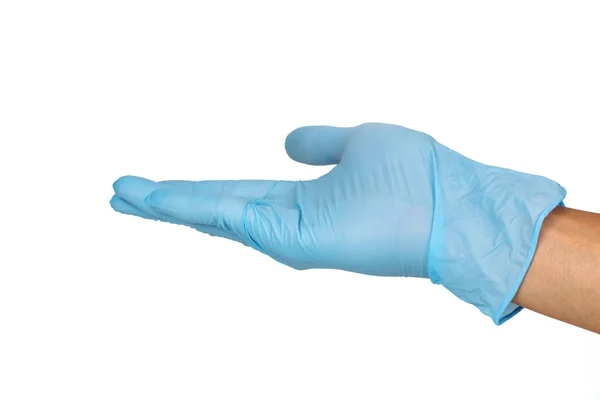 Doctor Hand Glove Shows White Background — Stock Photo, Image