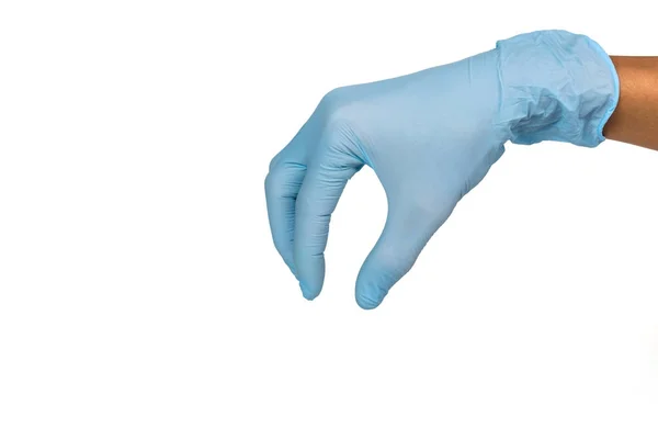 Doctor Hand Glove Shows Pretend Catch White Background — Stock Photo, Image