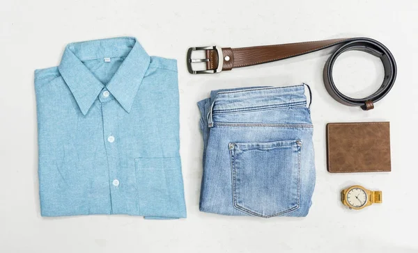 Üstten Görünüm yaz vintage giyim erkek moda yaşam tarzı için.