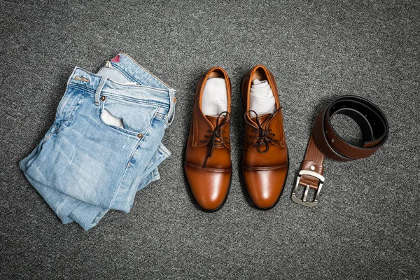 Cerca Los Zapatos Moda Ropa Para Los Hombres Estilo — Foto de Stock