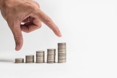 Adam el ile coin bankacılık yatırım ekonomi ekonomi kavramı kaydetmek için.