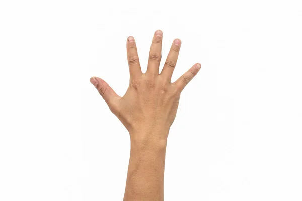 Die Hand des Mannes öffnet die Handfläche. — Stockfoto