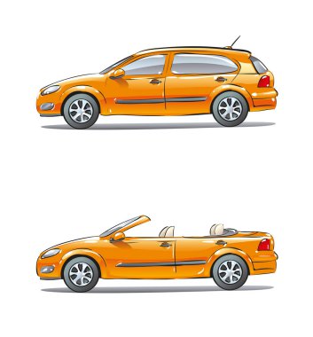 Araçlar, araba organları farklı türleri kümesi. Şehir yolcu taşıma Hatchback, üstü açık açık çatı, vektör izole öğeler için şehir trafik çizim ve tasarım. Bölümü konumu