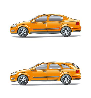 Farklı araba organları ile araçlar kümesi. Şehir yolcu taşıma Sedan, vagon ile gövde, çizme, vektör öğeler için şehir trafik çizim ve tasarım izole. Bölümü konumu