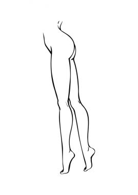 Genç bir kadının bacakları. Atletik rakam, alt bölüm siluet. Çekici vücut parçası, anahat kroki. Seksi logo ayak. Ambalaj, kozmetik, Spa, iç çamaşırı tasarımı için öğe. İzole vektör