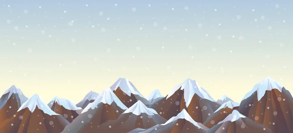 Paysage Montagneux Montagnes Enneigées Relief Hivernal Panoramique Sommets Pentes Montagne — Image vectorielle