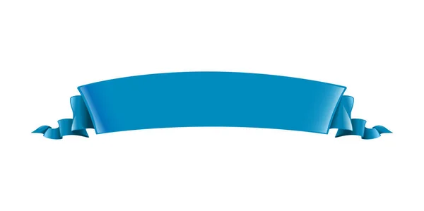 青いリボン 長いボリューム曲線半円アーク ストリップ ファブリックや巻き毛のエッジを持つ紙のテープ 装飾的なデザイン要素です シルク エレガントなレトロなリボン タイトル書き込み用の空の場合 空白のスペース 分離ベクトル — ストックベクタ
