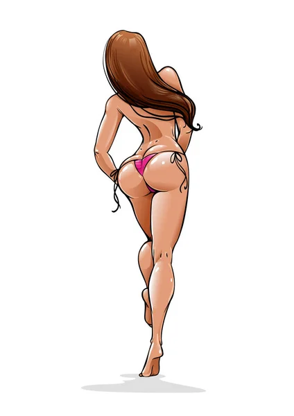 Sexy Girl Avec Une Silhouette Sportive Beau Butin Jambes Femme — Image vectorielle