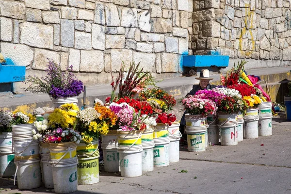 Blumenstand in huaraz, peru — Stockfoto