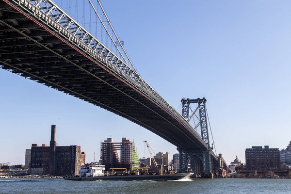 New York, United States - November 17, 22016: View of Williamsburg Bridge towards Brooklyn in New York City