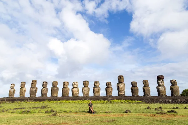 Ahu Tongariki na Ilha de Páscoa — Fotografia de Stock