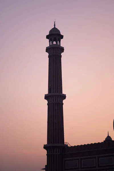 Silhouet van Jama Masjid in Oud Delhi, India — Stockfoto