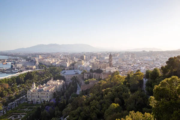 Luchtfoto van de oude binnenstad van Malaga, Spanje — Stockfoto