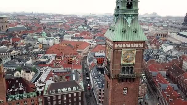 Municipio di Copenaghen Torre dell'orologio — Video Stock