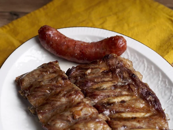 슬라이스된 바베 큐 갈비 돼지고기 구이 — 스톡 사진