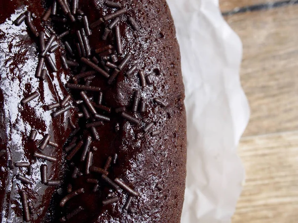 Widok z ciasto czekoladowe — Zdjęcie stockowe