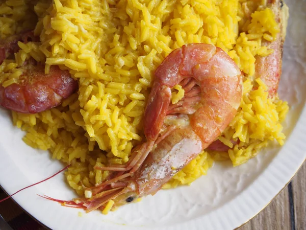 Yellow rice with shrimps