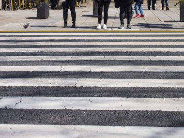 Yaya geçidi içinde bekleyenler