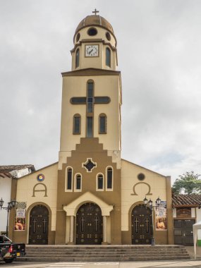 Salento - Kolombiya, 5 Kasım 2019, Salento 'daki Nuestra Seora del Carmen Kilisesi