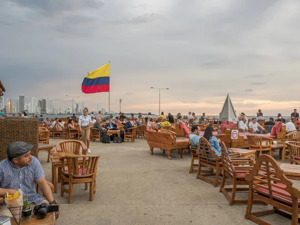 Cartagena de Indias - Colombia, November 13, 2019 - People waiting the sunset in Cafe del Mar in  Cartagena de Indias - Colombia — Stock Photo, Image