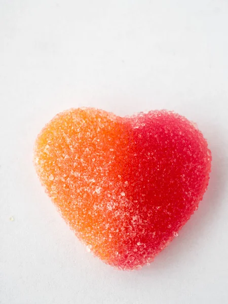 Heart Jelly Candy Macro White Background — Stock Photo, Image