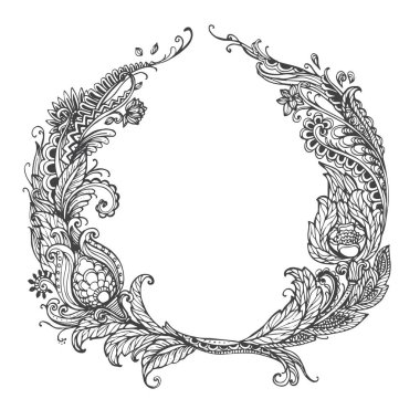 Oriental etnik süsler doodle desenle çiçek çizilmiş. Kına Mandala Zentangle kapak kitap veya kartı, stilize vektör çizim daha fazla dövme. Yetişkinler için manevi rahatlama için tasarım.