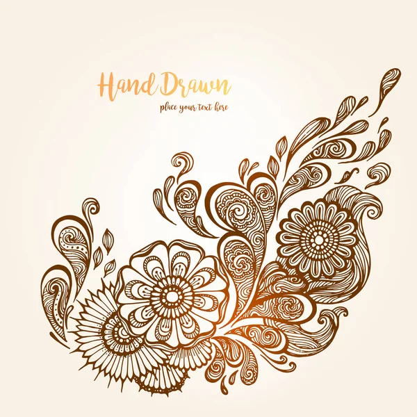 Hand Drawn Oriental Floral Ethnic Ornaments Doodle Pattern Vector Illustration — Stock Vector