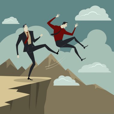 İş kavramı bir kişi ya da bir şey başka bir ile aynı amaç için veya faaliyet, vektör çizim düz stil aynı alanda üstünlük için rekabet.