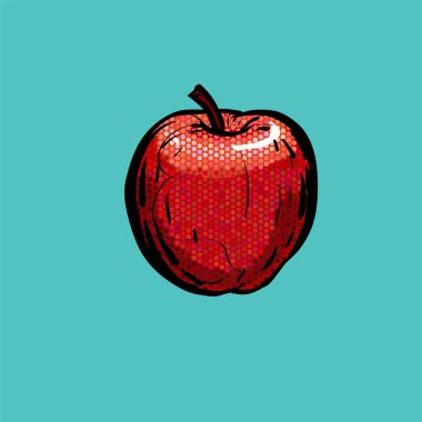 Mavi arka plan, vektör çizim üzerinde çizilmiş meyve el.