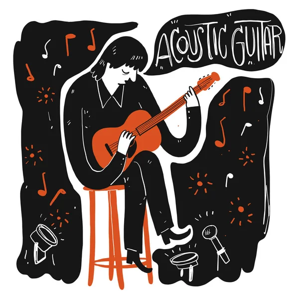 Un hombre tocando música . — Vector de stock