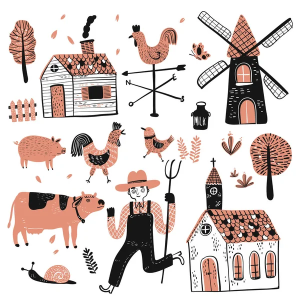 Set of agricultural workers. — Stock Vector