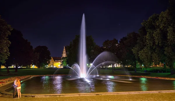 Poznań Teatr Wielki Fontanna — Zdjęcie stockowe