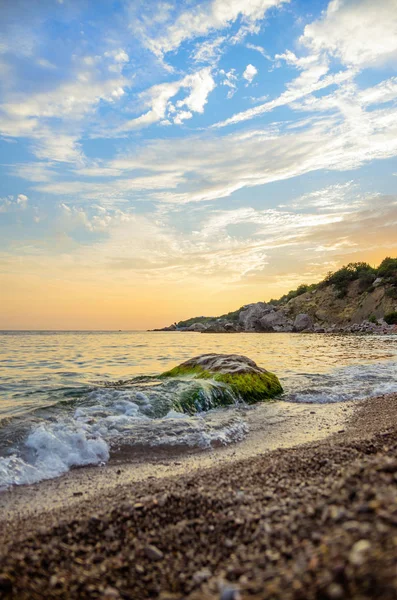 Crimea, Bay Laspi, Black sea, sunset above a sea