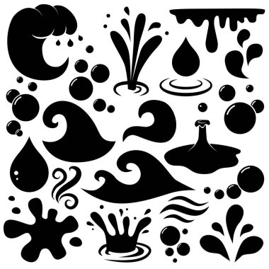 Su ve dalga şekilleri. Vektör simgesi ayarlandı.