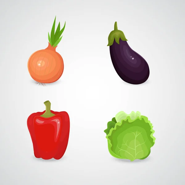 Vegetable Realistic Vector Icon Set Neutral Background — Stock Vector
