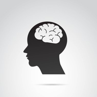 İnsan kafasındaki beyin ikonu. Vektör sanatı.