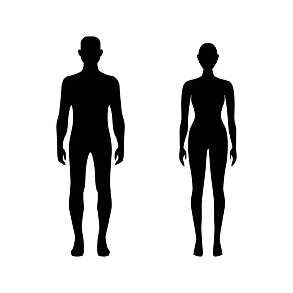 Woman Man Body Silhouette Vector Icons — Stock Vector