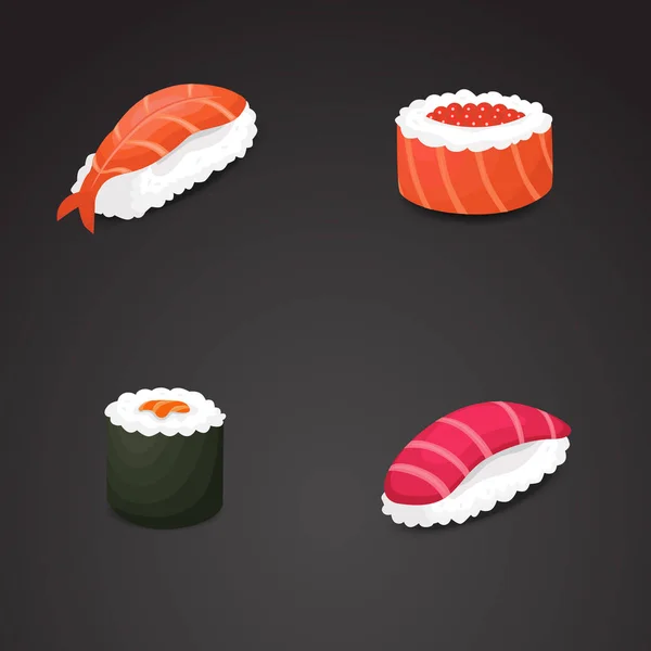 Sushi Realistic Vector Icons Neutral Background — Stock Vector