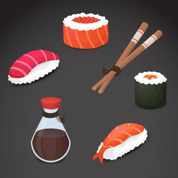 Sushi Realistische Vector Iconen Neutrale Achtergrond — Stockvector