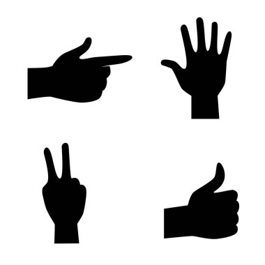 Çizgi film el hareketi simgesi beyaz arkaplanda izole edildi.