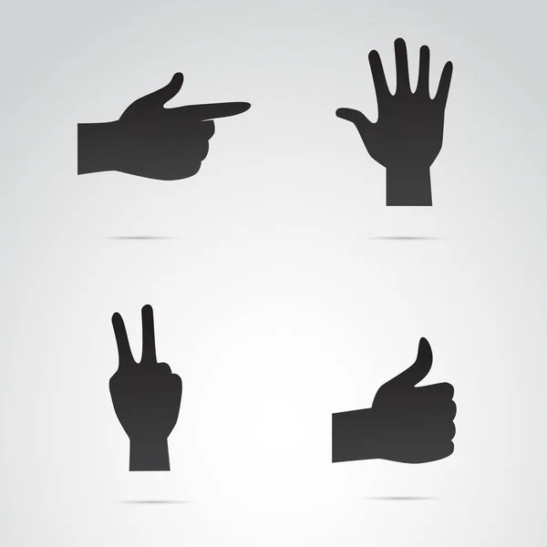 Cartoon Hand Gebaar Pictogram Set Geïsoleerd Witte Achtergrond — Stockvector